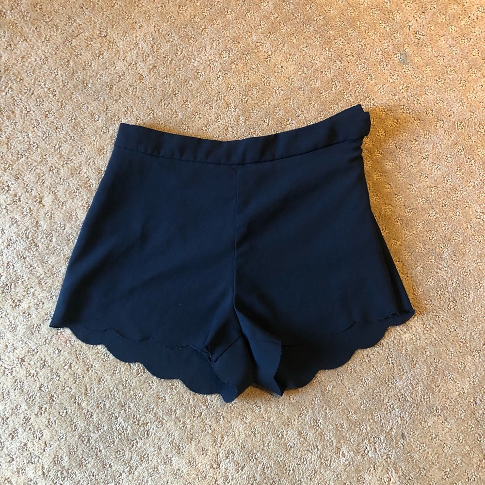 Black scalloped shorts